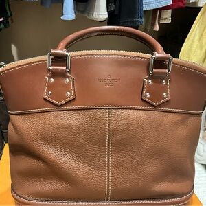 Authentic Louis Vuitton LV Hand Bag M91889 Lockit Brown Suhali